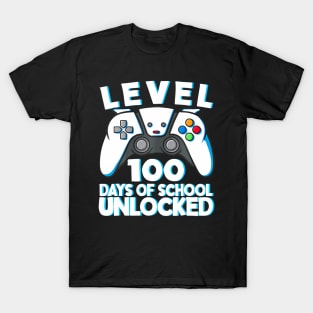 Video Gamer Level 100 Days Of School Unlocked  Student T-Shirt